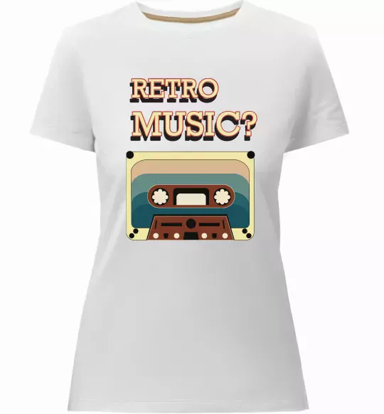 Жіноча преміум футболка Retro Music Білий фото