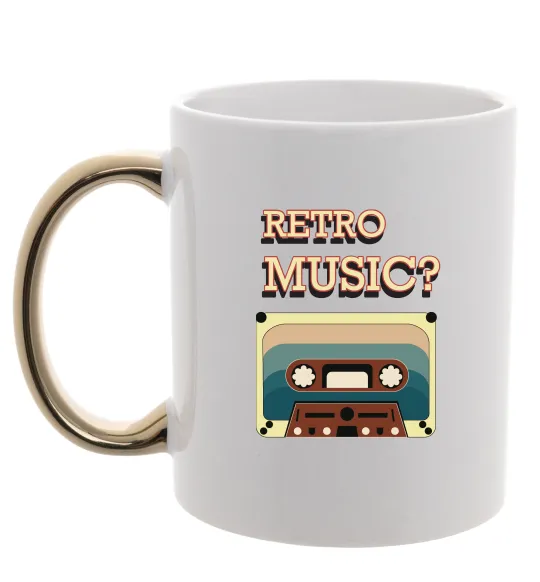 Чашка з кольоровою ручкою Retro Music Золото фото