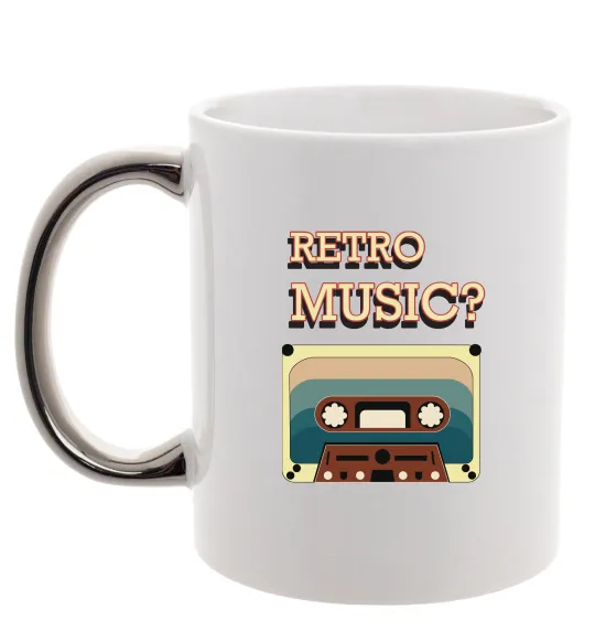 Чашка з кольоровою ручкою Retro Music Срібло фото