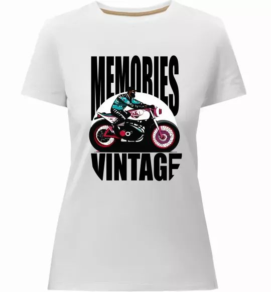 Женская премиум футболка Memories Vintage Белый фото