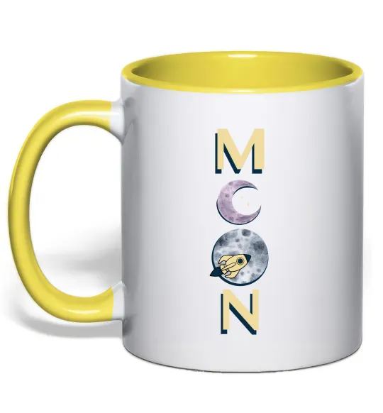 Чашка з кольоровою ручкою MOON Лимонний фото