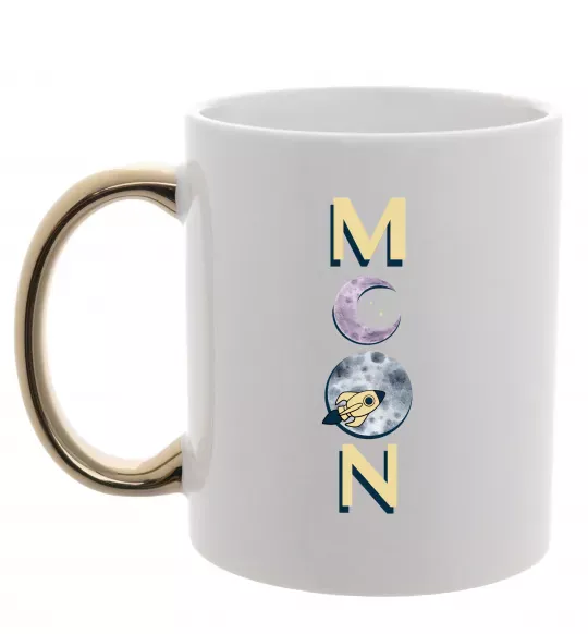 Чашка з кольоровою ручкою MOON Золото фото