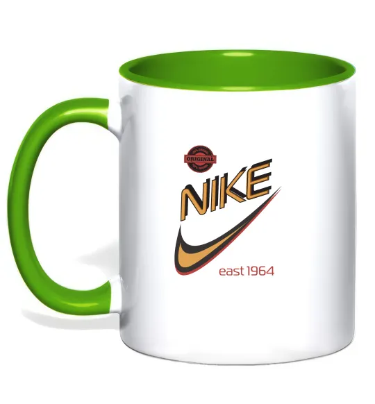 Чашка з кольоровою ручкою Nike east 1964 Лаймовий фото