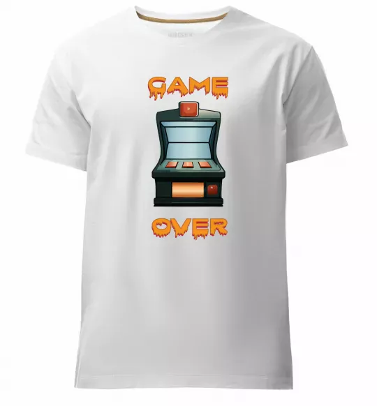 Мужская премиум футболка Vintage GAME OVER Белый фото