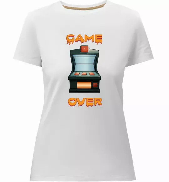 Жіноча преміум футболка Vintage GAME OVER Білий фото