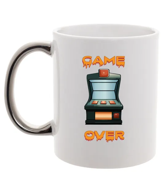 Чашка з кольоровою ручкою Vintage GAME OVER Срібло фото