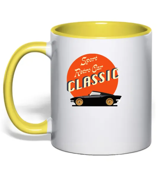 Чашка з кольоровою ручкою Retro Car CLASSIC Лимонний фото