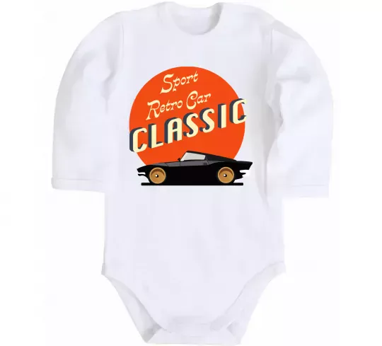 Детский боди Retro Car CLASSIC Белый фото