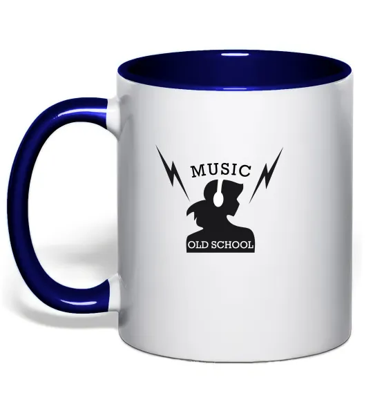 Чашка з кольоровою ручкою Music Old School Глибокий темно-синій фото