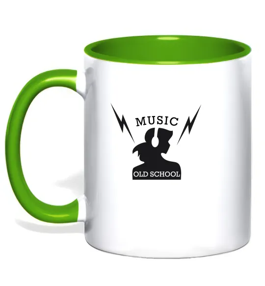Чашка з кольоровою ручкою Music Old School Лаймовий фото