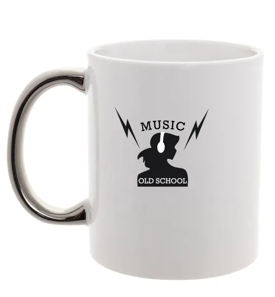 Чашка з кольоровою ручкою Music Old School Срібло фото