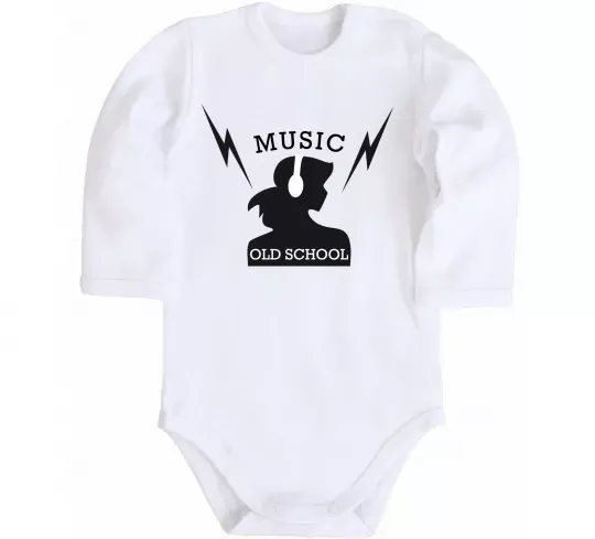 Дитячий бодік Music Old School Білий фото