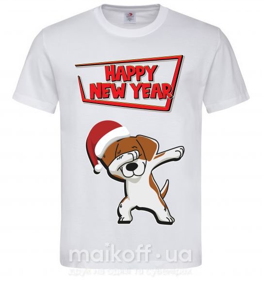 Мужская футболка Happy New Year Pes Patron, L Белый фото