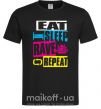 Мужская футболка eat sleap rave repeat, M Черный фото
