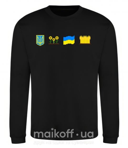 Світшот Ukraine pixel elements, XS Чорний фото