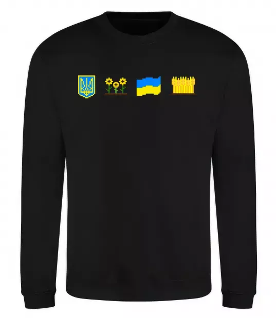 Світшот Ukraine pixel elements, XS Чорний фото