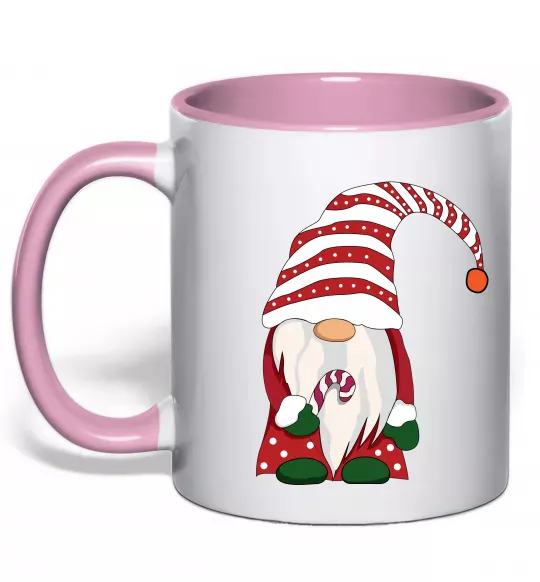 Чашка з кольоровою ручкою Гном(family look) для нього Ніжно рожевий фото