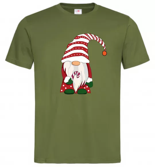 Чоловіча футболка Гном(family look) для нього Оливковий фото