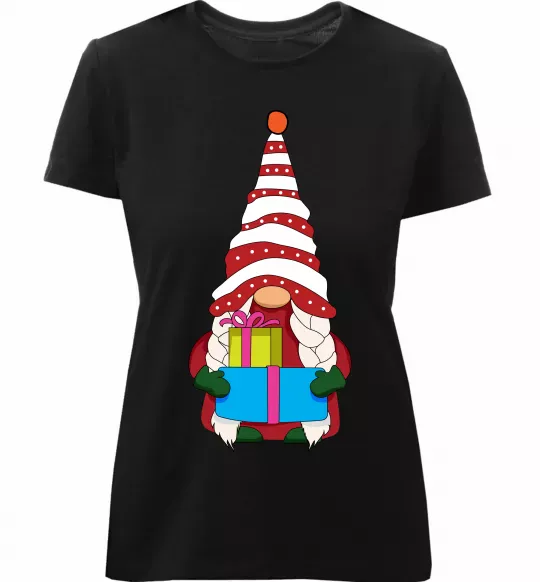 Жіноча преміум футболка Гном(family look) для неї Чорний фото