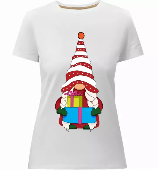 Жіноча преміум футболка Гном(family look) для неї Білий фото