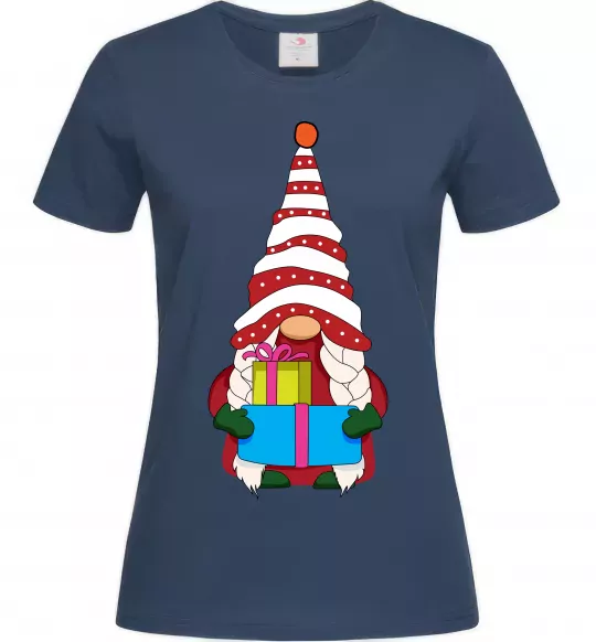 Женская футболка Гном(family look) для неї Темно-синий фото