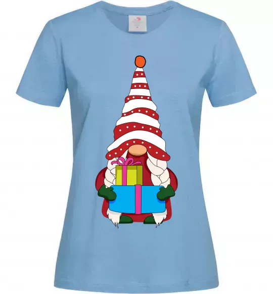 Женская футболка Гном(family look) для неї Голубой фото
