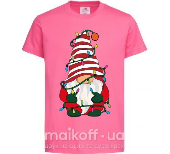 Дитяча футболка Гном(family look) для дитини Яскраво-рожевий фото