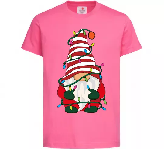 Детская футболка Гном(family look) для дитини Ярко-розовый фото