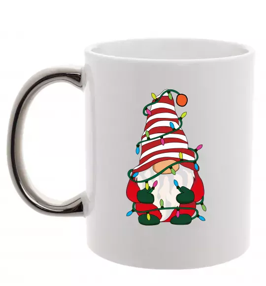 Чашка з кольоровою ручкою Гном(family look) для дитини Срібло фото