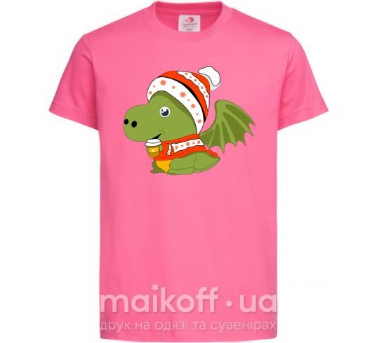 Детская футболка Дракон(family look) для дитини Ярко-розовый фото