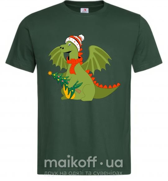 Мужская футболка Дракон(family look) для нього Темно-зеленый фото