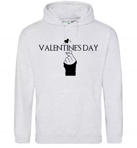 Мужская толстовка (худи) VALENTINE'S DAY Серый меланж фото
