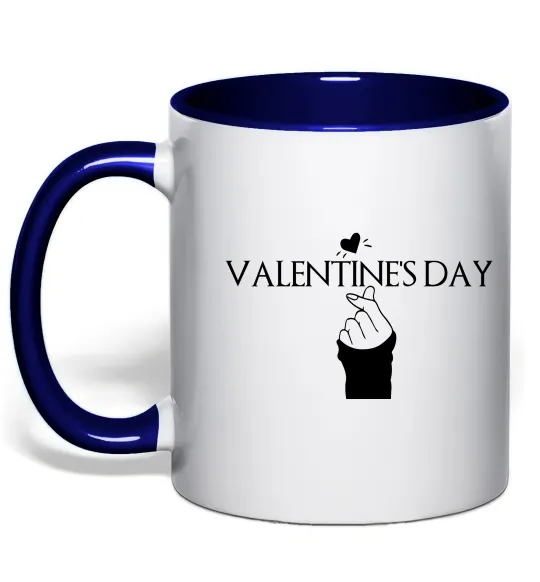 Чашка с цветной ручкой VALENTINE'S DAY Глубокий темно-синий фото