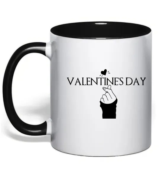 Чашка с цветной ручкой VALENTINE'S DAY Черный фото