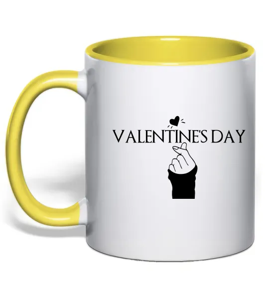 Чашка з кольоровою ручкою VALENTINE'S DAY Лимонний фото