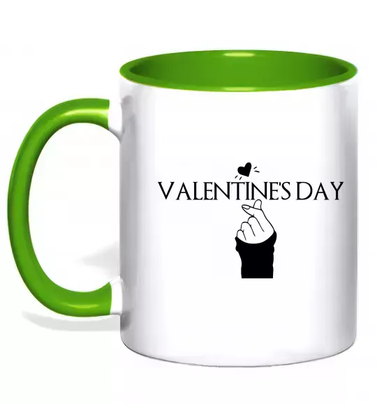 Чашка с цветной ручкой VALENTINE'S DAY Зеленый фото