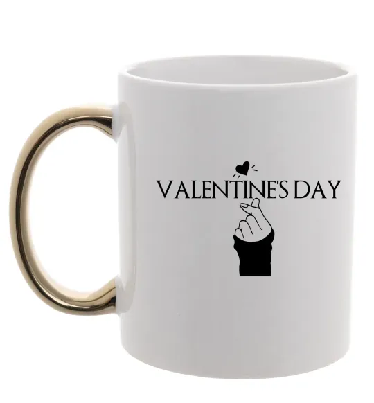 Чашка с цветной ручкой VALENTINE'S DAY Золото фото