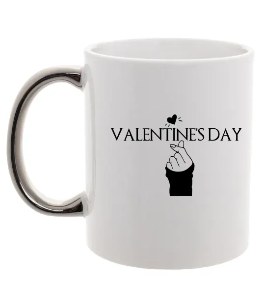 Чашка с цветной ручкой VALENTINE'S DAY Серебро фото