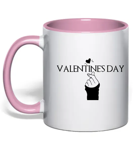 Чашка с цветной ручкой VALENTINE'S DAY Нежно розовый фото