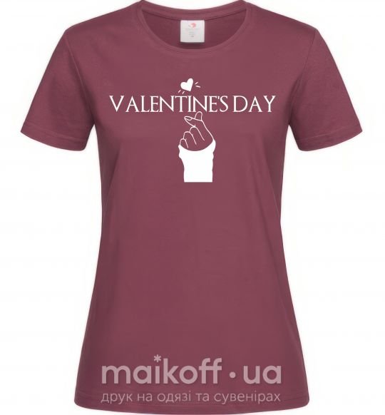 Жіноча футболка VALENTINE'S DAY Бордовий фото