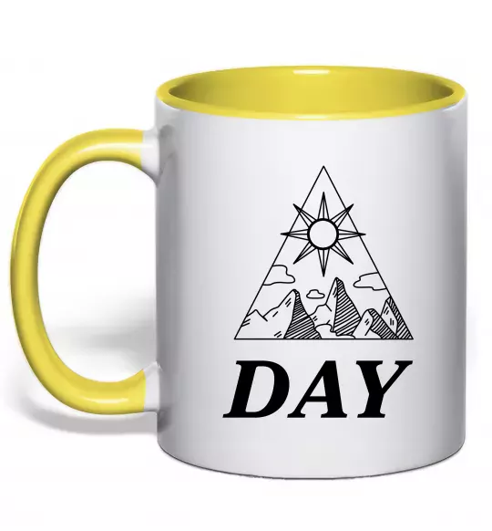 Чашка с цветной ручкой DAY Солнечно желтый фото