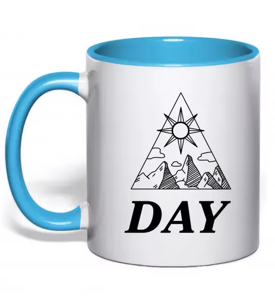 Чашка с цветной ручкой DAY Голубой фото