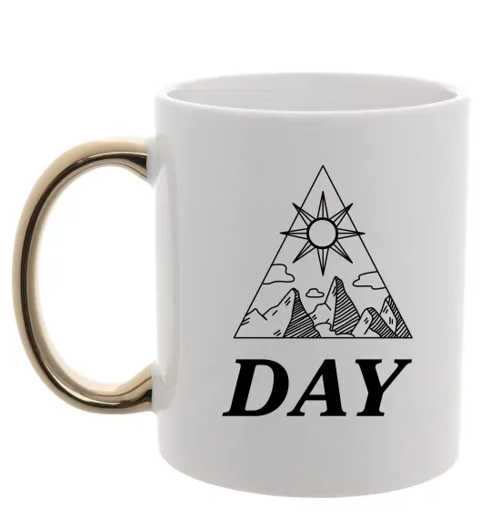 Чашка с цветной ручкой DAY Золото фото