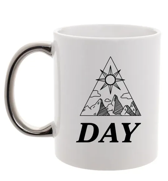 Чашка с цветной ручкой DAY Серебро фото