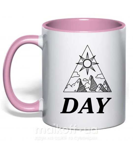 Чашка з кольоровою ручкою DAY Ніжно рожевий фото