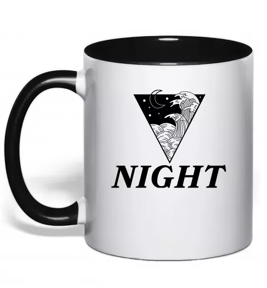 Чашка з кольоровою ручкою NIGHT Чорний фото