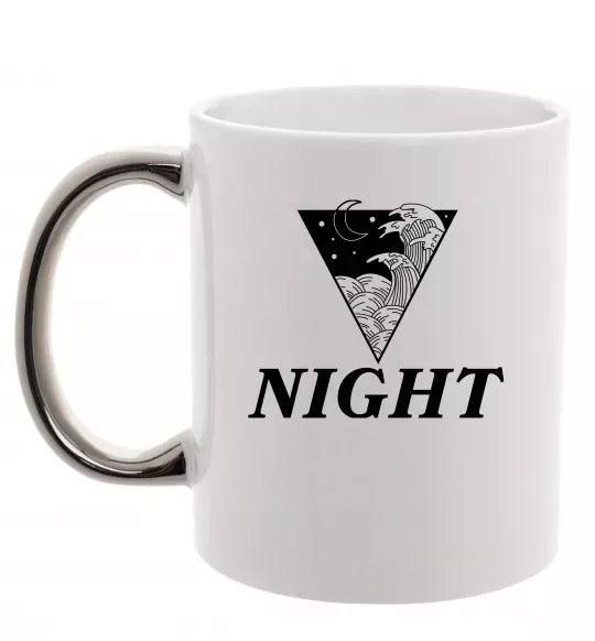 Чашка з кольоровою ручкою NIGHT Срібло фото