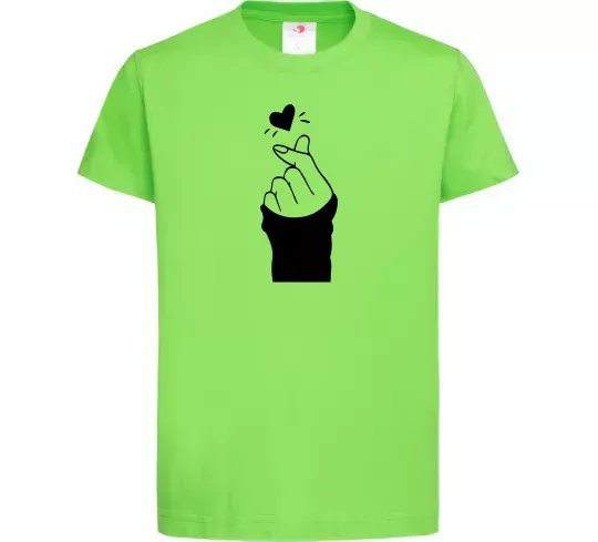 Дитяча футболка Седце із пальців Лаймовий фото