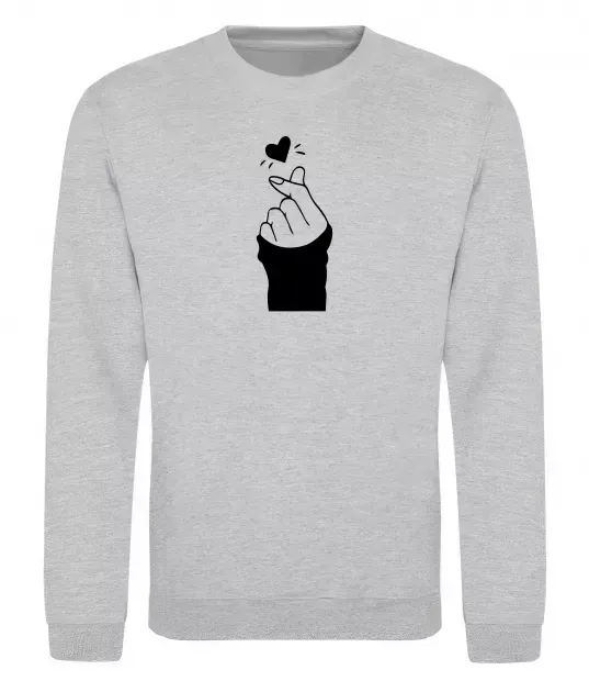 Свитшот Седце із пальців Серый меланж фото