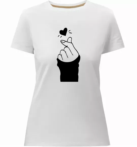 Женская премиум футболка Седце із пальців Белый фото